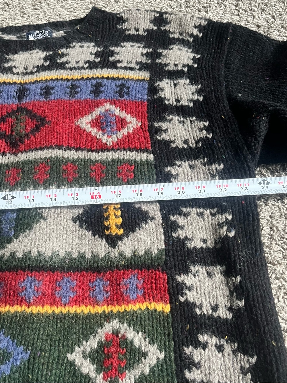 Vintage Men’s Woolrich Aztec Navajo Heavy Knit Sweater 90s Size XL Native Wool - Picture 3 of 6